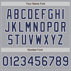Custom Gray Navy-White Bomber Full-Snap Varsity Letterman Jacket