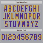Custom Gray Purple-Gold Bomber Full-Snap Varsity Letterman Jacket