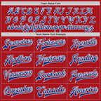 Custom Red Royal-White Bomber Full-Snap Varsity Letterman Two Tone Jacket