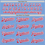 Custom Light Blue Red-White Bomber Full-Snap Varsity Letterman Two Tone Jacket