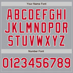 Custom Gray Red-White Bomber Full-Snap Varsity Letterman Two Tone Jacket