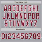 Custom Gray Crimson-White Bomber Full-Snap Varsity Letterman Two Tone Jacket