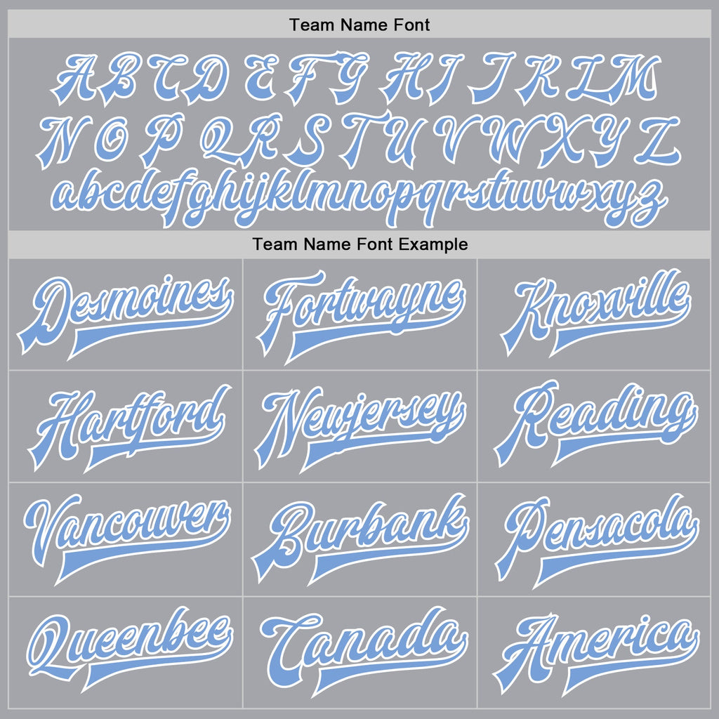 Custom Gray Light Blue-White Bomber Full-Snap Varsity Letterman Jacket