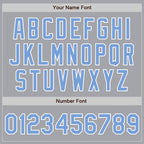 Custom Gray Light Blue-White Bomber Full-Snap Varsity Letterman Jacket