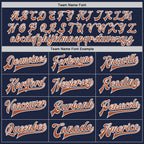 Custom Navy Texas Orange-White Bomber Full-Snap Varsity Letterman Two Tone Jacket