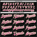 Custom Black Pink-Neon Green Bomber Full-Snap Varsity Letterman Jacket