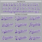 Custom Gray Purple-White Bomber Full-Snap Varsity Letterman Jacket