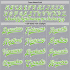 Custom Gray Neon Green-White Bomber Full-Snap Varsity Letterman Jacket