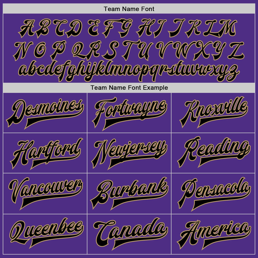 Custom Purple Black-Old Gold Bomber Full-Snap Varsity Letterman Jacket
