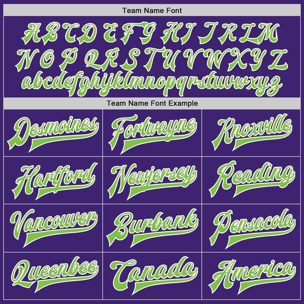 Custom Purple Neon Green-White Bomber Full-Snap Varsity Letterman Jacket