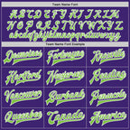 Custom Purple Neon Green-White Bomber Full-Snap Varsity Letterman Jacket