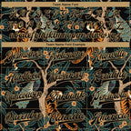 Custom Black Black-Old Gold Tiger And Peacock 3D Pattern Design Bomber Full-Snap Varsity Letterman Jacket