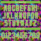 Custom Graffiti Pattern Neon Green-White 3D Bomber Full-Snap Varsity Letterman Jacket