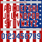 Custom White Royal-Red American Flag Fashion 3D Bomber Full-Snap Varsity Letterman Jacket