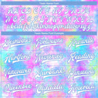 Custom Tie Dye White-Light Blue Rainbow 3D Bomber Full-Snap Varsity Letterman Jacket