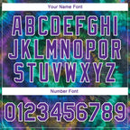 Custom Tie Dye Purple-White Rainbow 3D Bomber Full-Snap Varsity Letterman Jacket