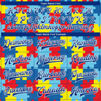 Custom Autism Supporter Awareness Puzzle Pieces Royal-White 3D Bomber Full-Snap Varsity Letterman Jacket