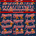 Custom Navy Red-White Christmas 3D Bomber Full-Snap Varsity Letterman Jacket