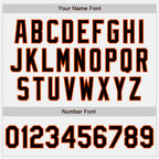 Custom White Black-Orange Bomber Full-Snap Varsity Letterman Jacket