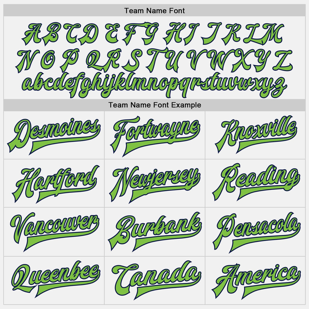 Custom White Neon Green-Navy Bomber Full-Snap Varsity Letterman Two Tone Jacket