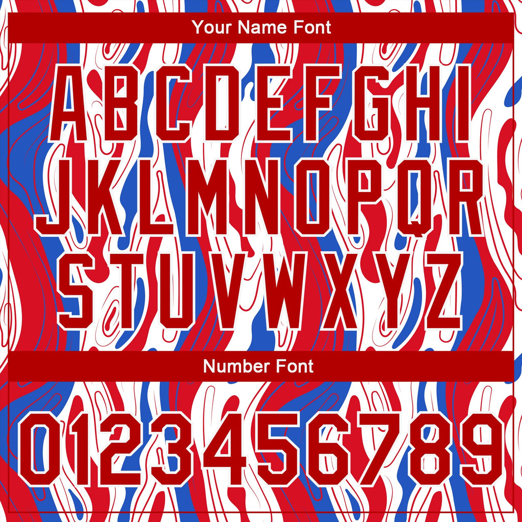 Custom Figure Red-Royal 3D Pattern Design Bomber Full-Snap Varsity Letterman Jacket