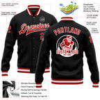 Custom Black Red-White Bomber Full-Snap Varsity Letterman Jacket