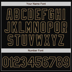 Custom Black Black-Old Gold Bomber Full-Snap Varsity Letterman Jacket