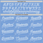 Custom White Light Blue Bomber Full-Snap Varsity Letterman Split Fashion Jacket