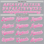 Custom Gray Pink-White Bomber Full-Snap Varsity Letterman Two Tone Jacket