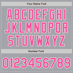Custom Gray Pink-White Bomber Full-Snap Varsity Letterman Two Tone Jacket