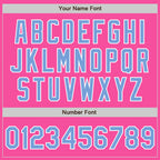 Custom Pink Light Blue-White Bomber Full-Snap Varsity Letterman Two Tone Jacket