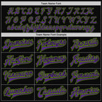 Custom Black Purple-Neon Green Bomber Full-Snap Varsity Letterman Two Tone Jacket