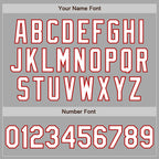 Custom Gray White-Red Bomber Full-Snap Varsity Letterman Two Tone Jacket