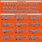Custom Orange Navy-White Bomber Full-Snap Varsity Letterman Two Tone Jacket