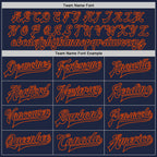 Custom Navy Orange Bomber Full-Snap Varsity Letterman Two Tone Jacket
