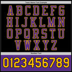 Custom Black Purple-Gold Bomber Full-Snap Varsity Letterman Two Tone Jacket