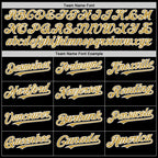 Custom Black Old Gold-White Bomber Full-Snap Varsity Letterman Hoodie Jacket