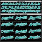Custom Black Aqua-White Bomber Full-Snap Varsity Letterman Two Tone Hoodie Jacket