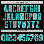 Custom Black Aqua-White Bomber Full-Snap Varsity Letterman Two Tone Hoodie Jacket