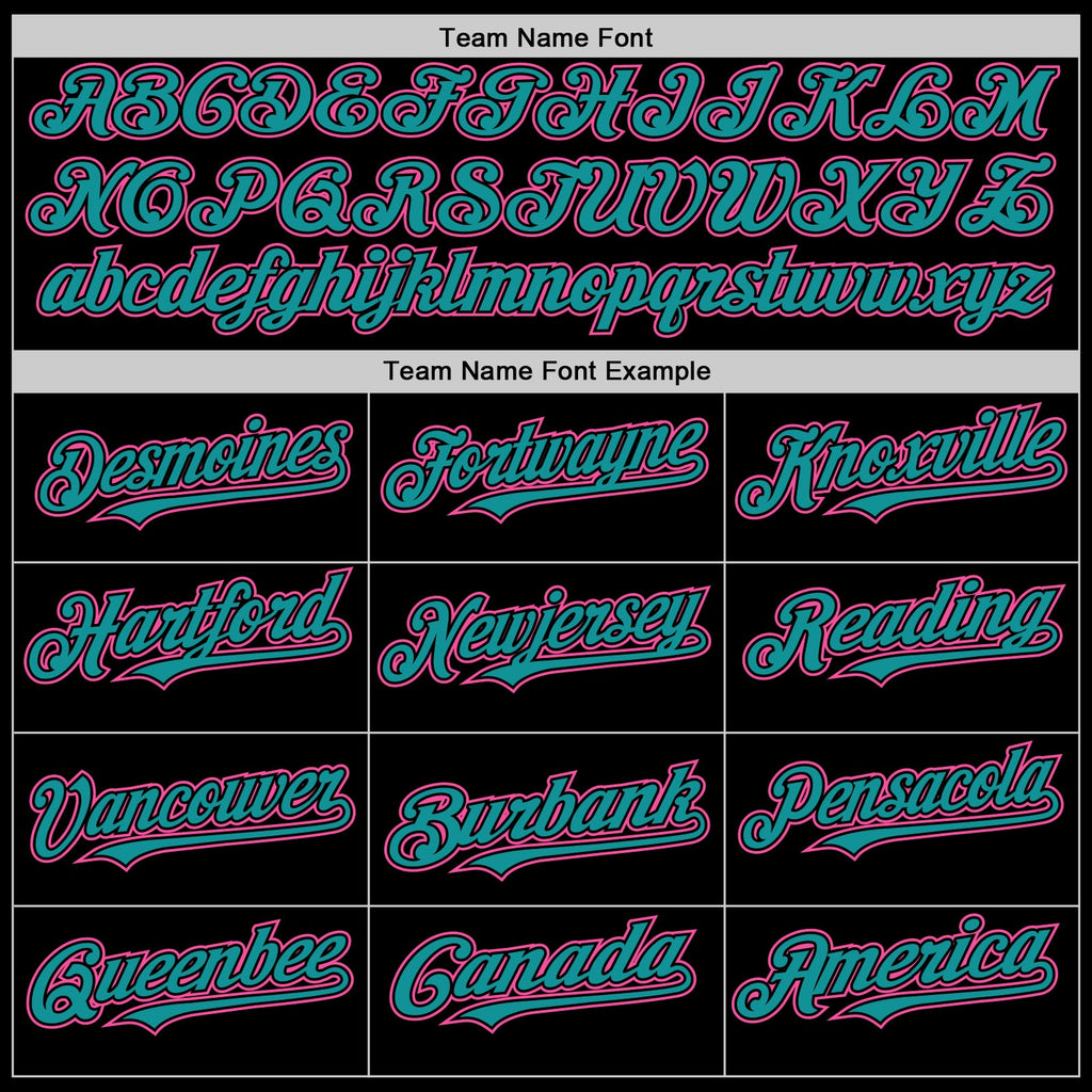 Custom Black Teal-Pink Bomber Full-Snap Varsity Letterman Two Tone Hoodie Jacket