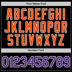 Custom Black Purple-Orange Bomber Full-Snap Varsity Letterman Two Tone Hoodie Jacket