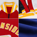 Custom Royal White Bomber Varsity Letterman Zipper Jacket
