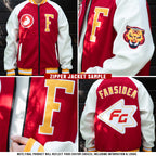 Custom Gray Orange-Black Bomber Varsity Letterman Two Tone Zipper Jacket
