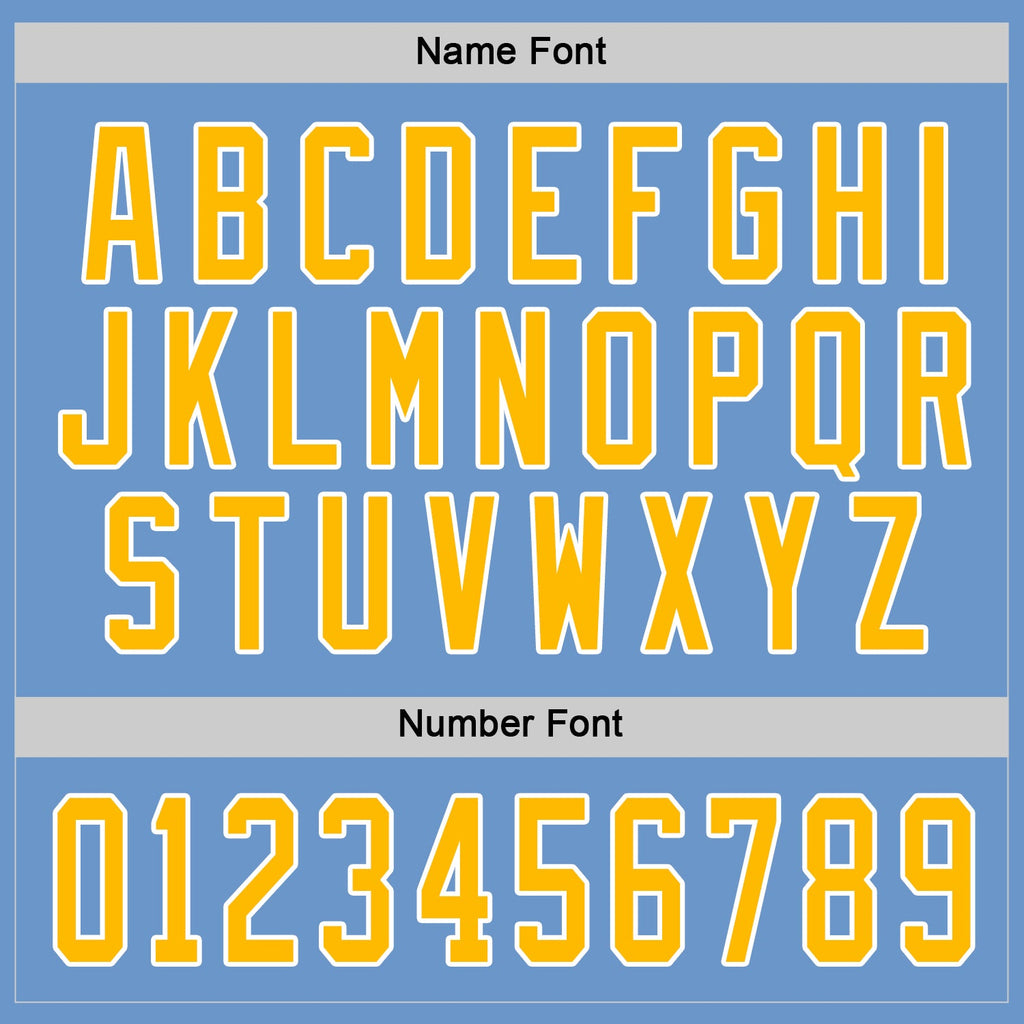 Custom Light Blue Gold-White Hockey Jersey