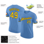 Custom Light Blue Yellow-Black Performance T-Shirt