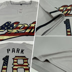 Custom Gray Vintage USA Flag-Black Two-Button Unisex Softball Jersey
