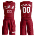 Custom Maroon White Round Neck Basketball Uniform Jersey
