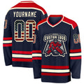 Custom Navy Vintage USA Flag Cream-Red Hockey Jersey
