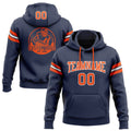 Custom Stitched Navy Orange-White Football Pullover Sweatshirt Hoodie