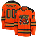 Custom Orange Black-Old Gold Hockey Jersey